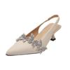 2025 spring new pointed head thin heel high heel European and American fashion bag head women's shoes bow temperament popular new models