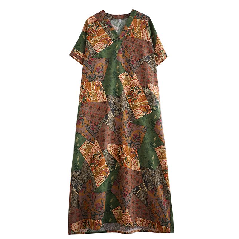 DIMANAF Women 2024 Plus Size Spring Summer Oversize Style Dress Beach Elegant Floral Long Dress Oversize Basic Loose Dress Plus Size 9038