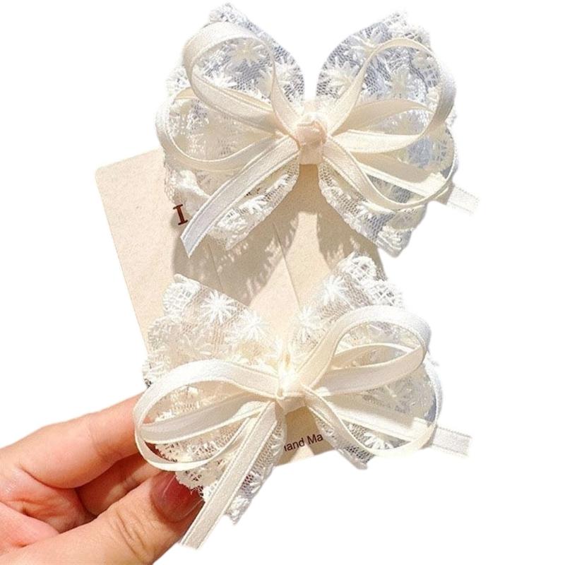 Adorable Lace Trimmed Hair Bows Hairpins for Infants Comfortable Baby Hair Accessories No Slip Grip Handmade Barrettes