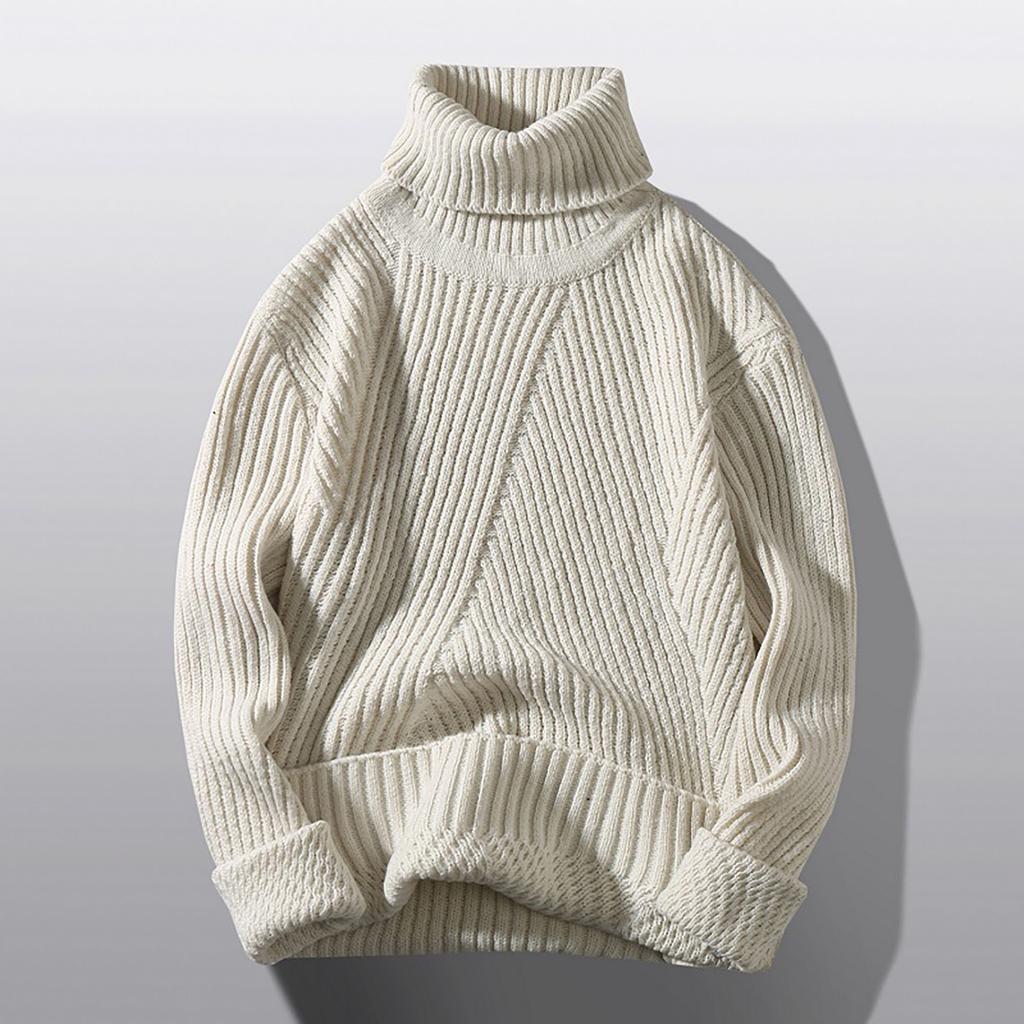 Men's Sweater High Neck Sweater Solid Color Slim Bottoming Sweater