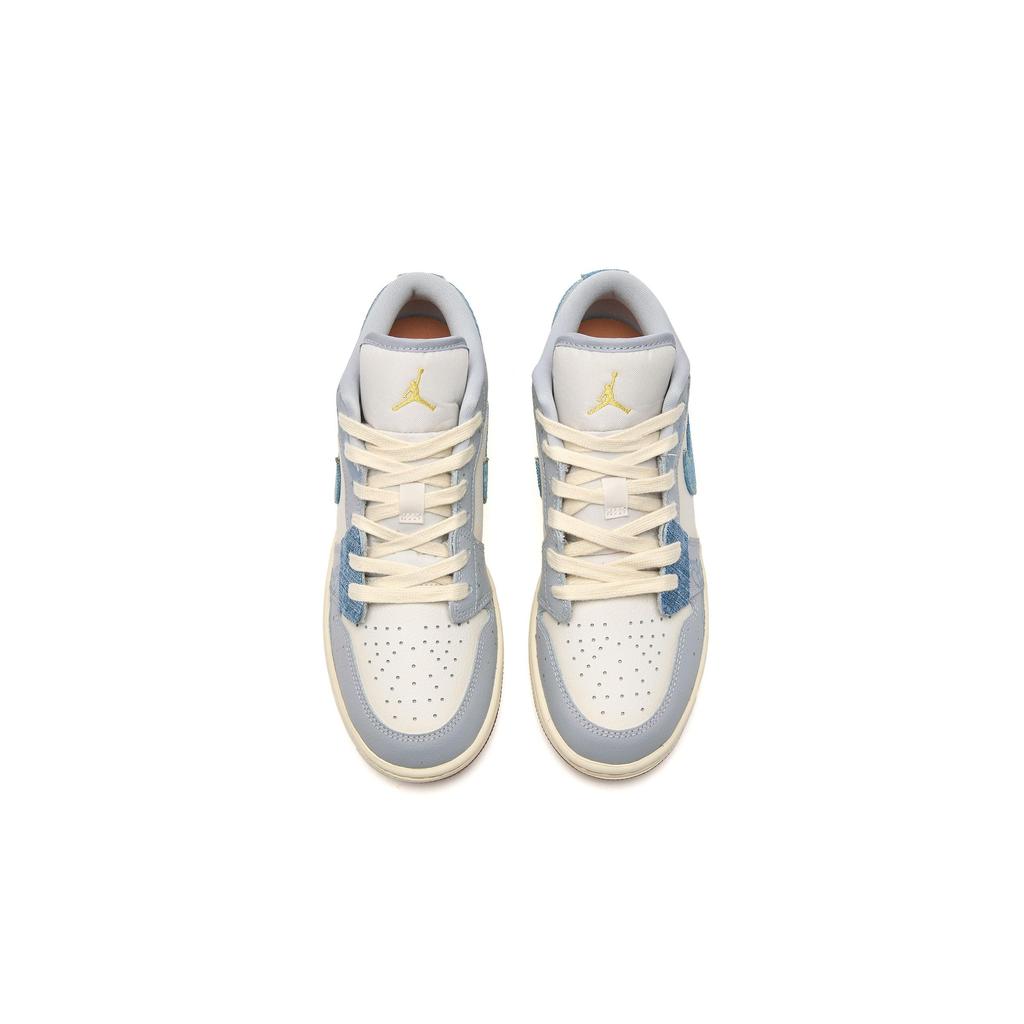 Jordan Air Jordan 1 Low SE Endless Summer Cushioning, Wear Resistant Low top Basketball Shoes GS White Blue FZ5046-041(Team196-)