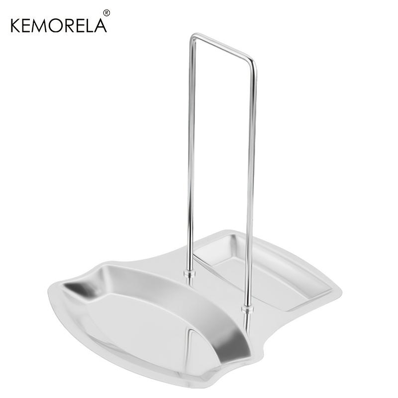 

1PCS Stainless Steel Lid Holder for Pots with a Rack for Soup Spoons Removable Comes with Draining Tray for Storage And Drainage серебряный