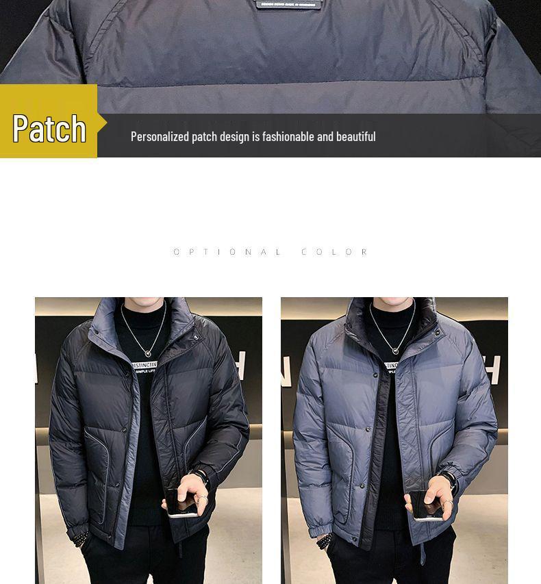Men's Wash-Free Down Jacket - Thick, Warm Stand-Up Collar Winter Coat - Youth Fashion Casual Versatile Men's Wear