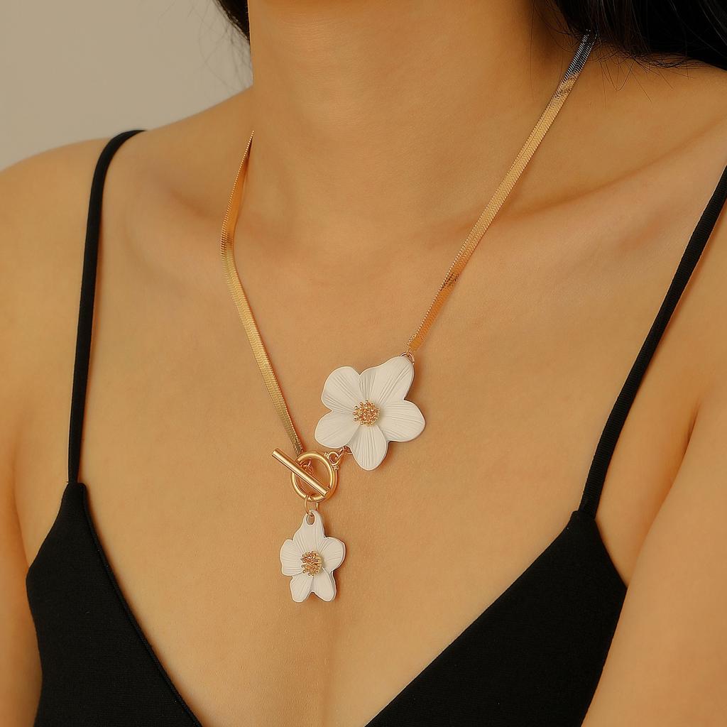 Elegante Witte Bloem Hanger Ketting Oorbellen Enkelbandjes Sieraden Sets voor Vrouwen Oorbellen Bruiloft Sieraden Set Accessoires
