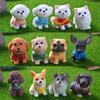 12pcs Figurines Miniatures Cute Simulation Dog Pomeranian Micro Landscape Ornaments Home Decoration Room Decor Desk Accessories