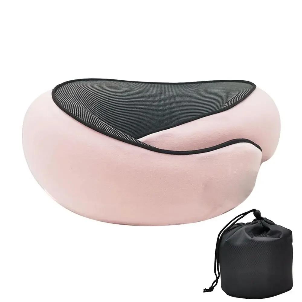 Cuscino cervicale in memory foam, per vertebra cervicale, da viaggio, portatile, per la pausa di mezzogiorno, tipo U, per dormire, da campeggio, borsa da trasporto