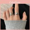 Retro Geometric Smiley Face Minimalist Ring Fashionable 925 Sterling Silver For Women