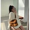 2024 Trendy Retro Brown Flannel Women's Large Capacity Messenger Shoulder Bag for Autumn/Winter