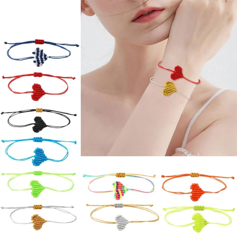Romance Hemps Cord Bracelets Bohemian Braided Heart Pattern Unisex Love Tokens Handcrafted Couple Jewelry Accessory