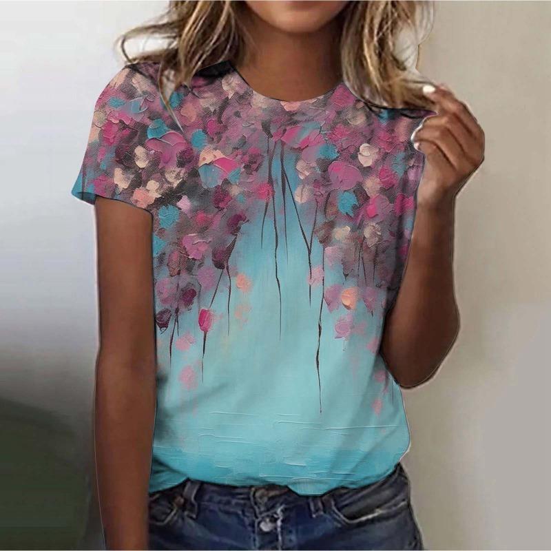Street Trend T-shirt for Women Summer Casual Loose 3D Printed Short Sleeved Shirt
