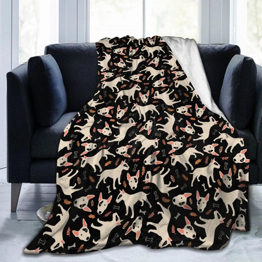 Coperta Morbida Calda Anti-pilling in Pile di Flanella per Cane Bull Terrier Inglese Leggera per Divano Letto Divano