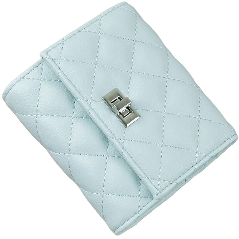 

[AppelToi] light blue trifold wallet ladies With coin purse trifold wallet mini wallet small Smaller Thin compact wallet card box coin billfold