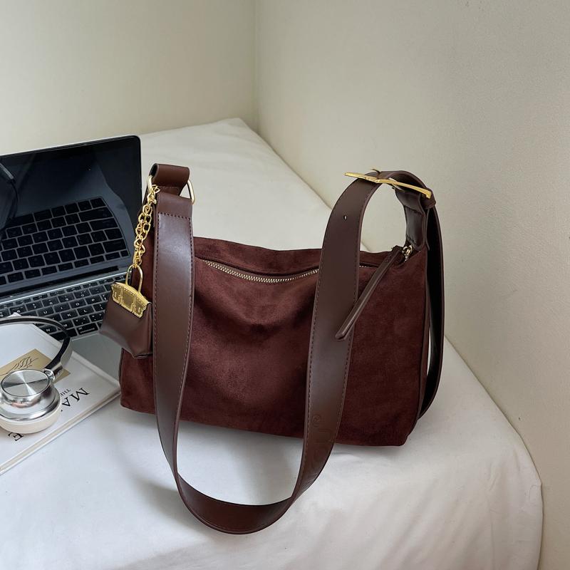 Pu Leather Casual Autumn Winter Shoulder Tote Soft Matte Suede Leather Women's Bag 2 Set Messenger Bag Adjustable Strap Handbags