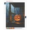 5D Diamond Art Painting Kit Spooky Pumpkin Scene Full Drill Rhinestone Canvas Creative Craft for Home Decoration