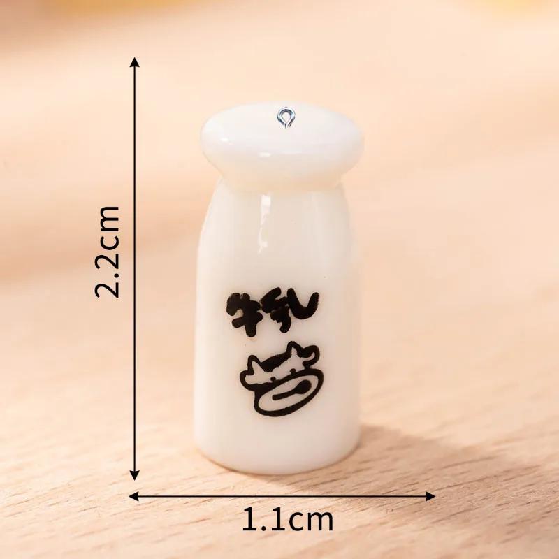 6Pcs Mini Milk Bottle Resin Charms Ornament for Jewelry Making DIY Earring Necklace Bracelet Handmade Decoration Accessories