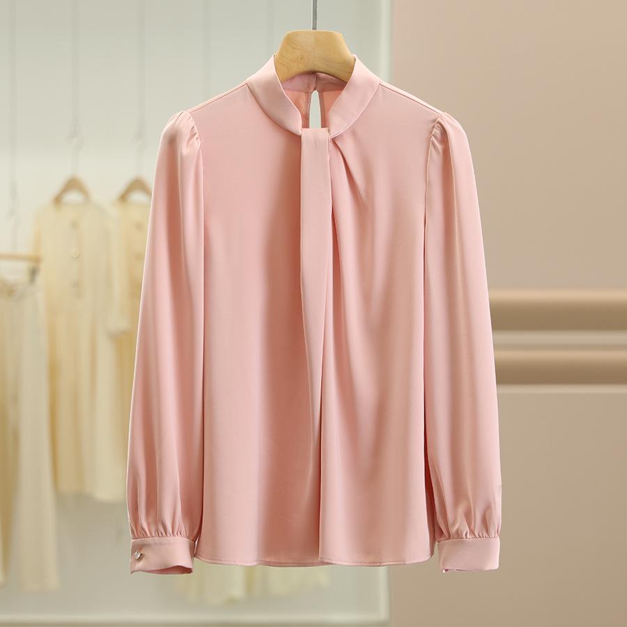 

Sancai Solid Color Loose Slimming Shirt - Autumn Collection L розовый