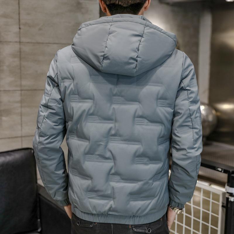 Down jacket men's new autumn and winter trend slim fit light and thin hooded short down warm down jacket