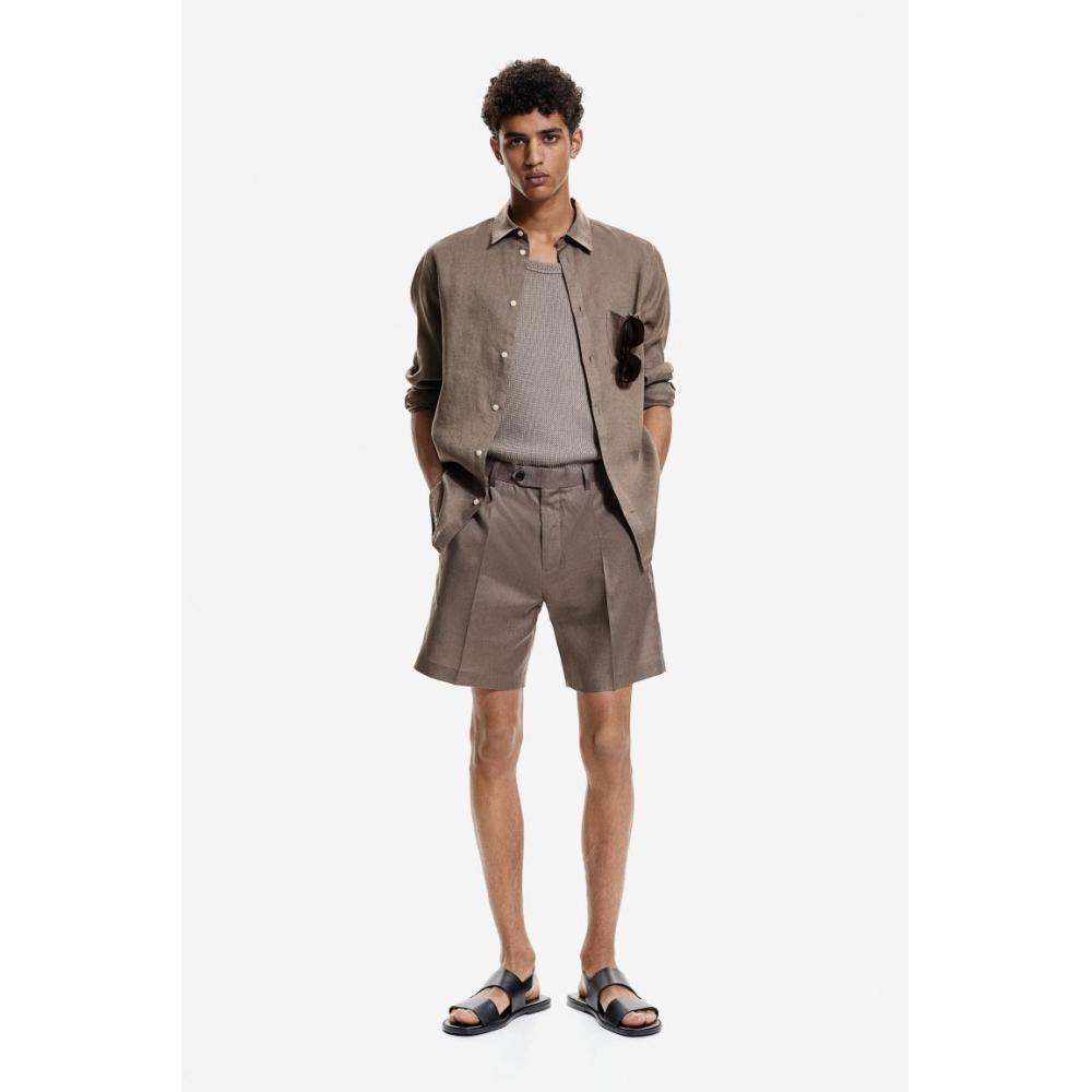 

HM льняные шорты свободного кроя темно-серого цвета