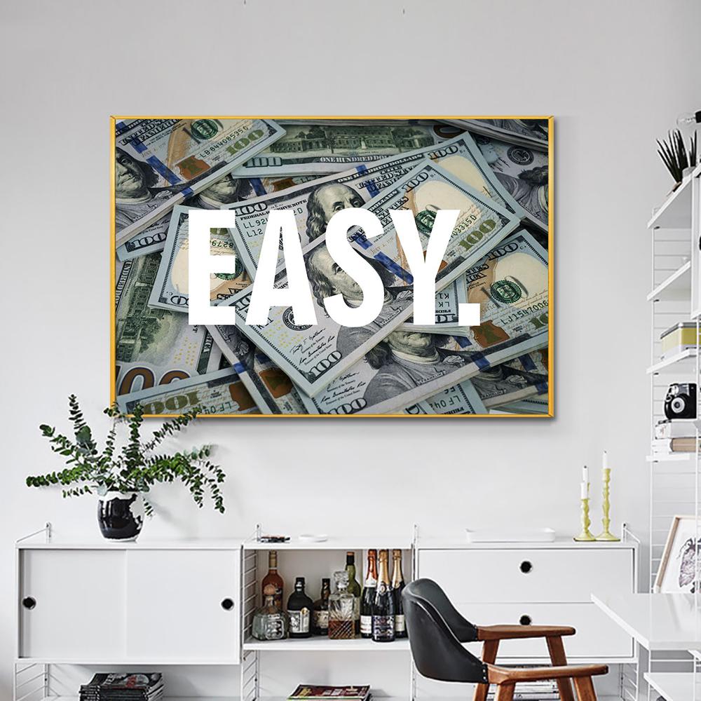 Money Photo Easy Sign Canvas Print Poster Modern Wall Art Trade Motivational Picture for Office Living Room Home Decor Cuadros