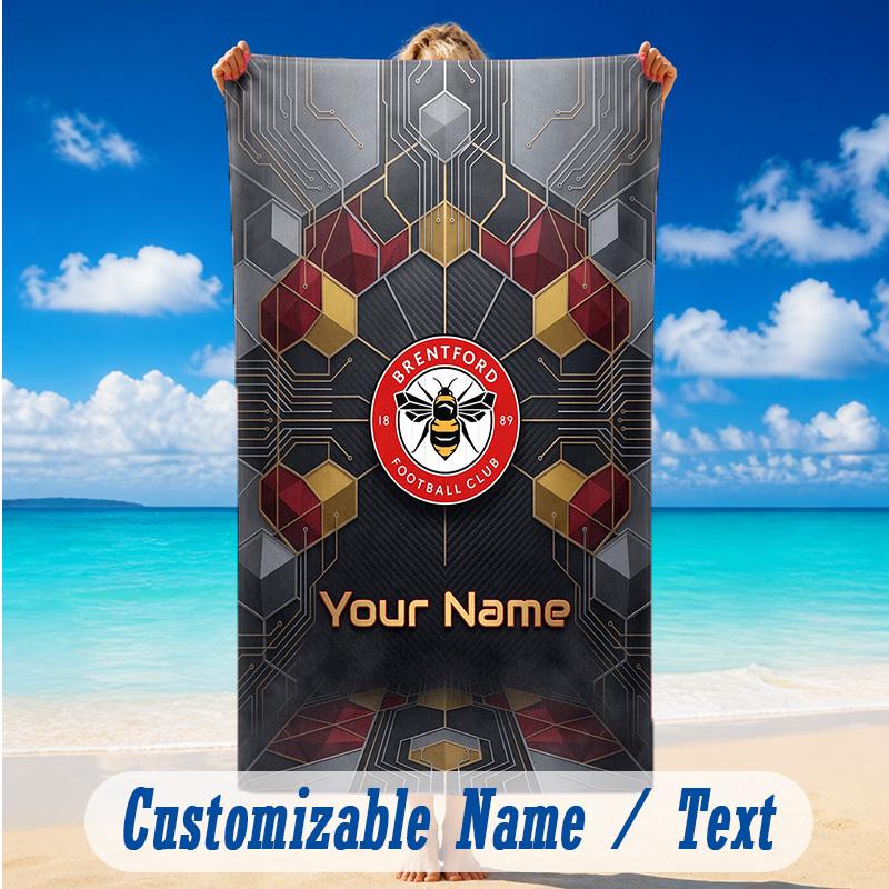 Beach Towel Custom Name Text, Quick Dry Large Towel For Beach HomeBrentford Football