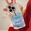 Painted Blue Apple Pattern Phone Case For iPhone 17 16 15 14 13 12 11 Pro Max XR XS MAX 7 8 PLUS MINI INS Transparent Cover