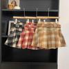 Women's Retro Plaid Wool Blend A-Line Skirt - High Waist, Thickened, Petite, Autumn/Winter Academy Style, Pleated Short Skirt