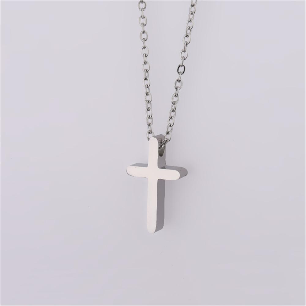 Religious Fashion Female Cross Necklace For Women Gold Silver Color Stainless Steel Small Cross Pendant Jewelry Gift