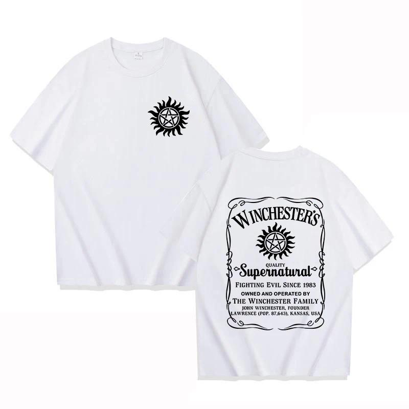 Hot Supernatural Print T Shirt Summer Fashion Casual Short Sleeve Round Neck Tops UnisexUnisexs TShirts