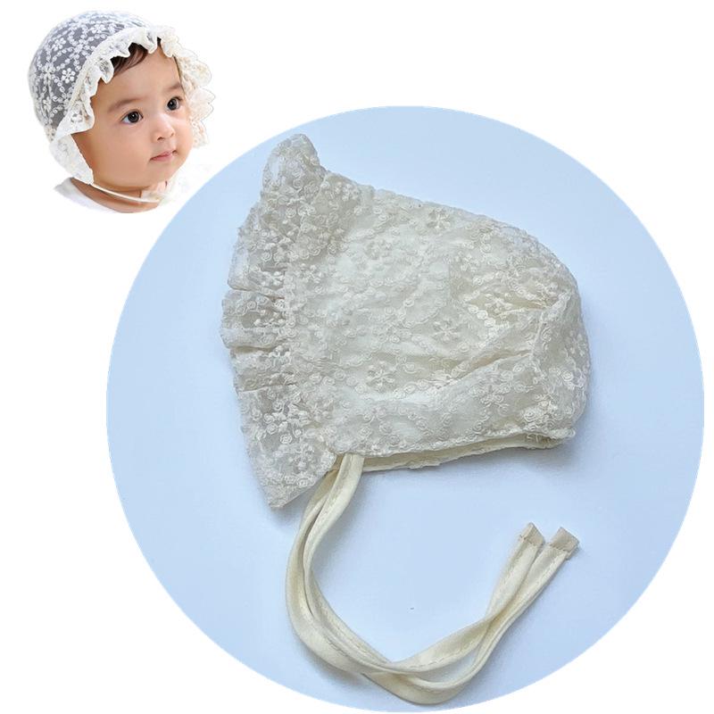 Krajkový princeznovský klobouček pro holčičku: Dekorativní fetální čepička pro 100denní fotografie, jarní/letní elegance