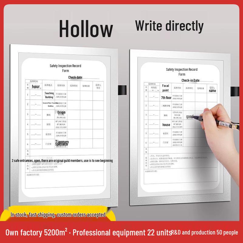 Fire Safety & Health Inspection Checklist Folder with Writable Record Card Holder Silver