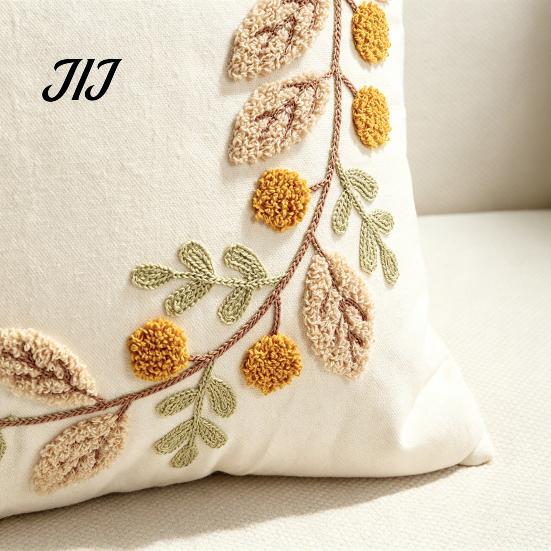 Autumn Wreath Cushion Cover Cover, Thanksgiving Throw Pillow Leaf Embroidery Pumpkin Harvest Home Decor Case for Sofa Couch Farmhouse Decor,