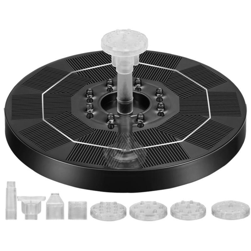 3w  LED  Solar  Fountain 1500mah Solar Battery Fountain With 6 Nozzles Garden Pond Fountain Pump