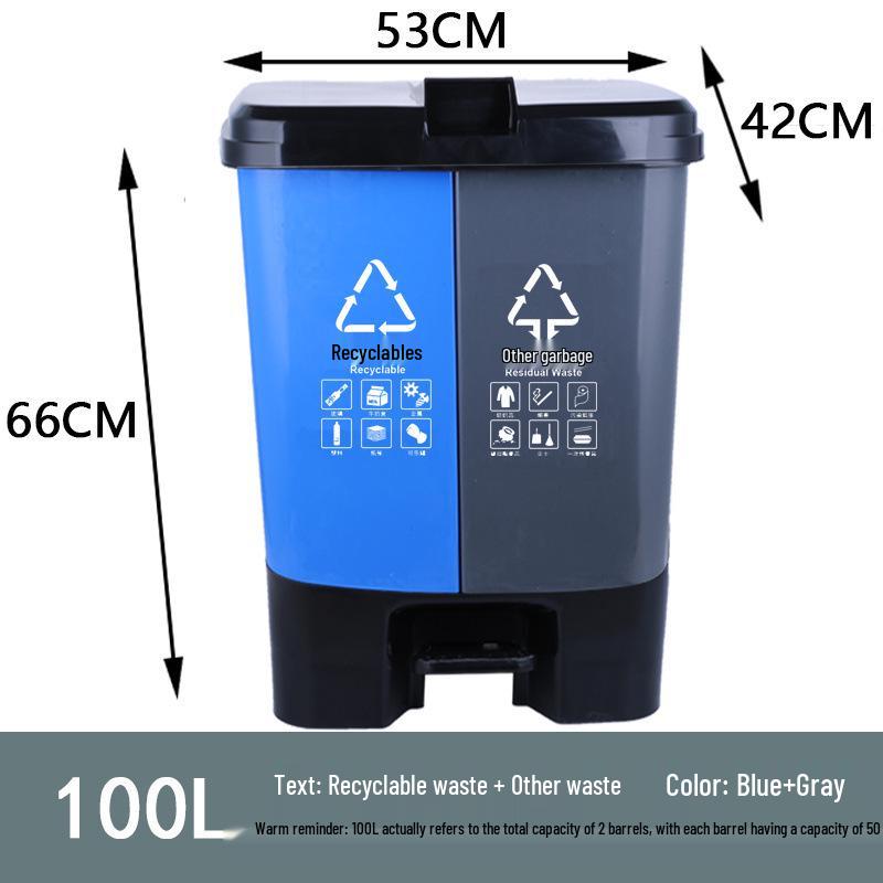 Hotel and Guesthouse Wet/Dry Separation Trash Can with Foot Pedal