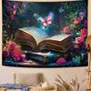 Magic Book Tapestry Pink Floral Dreamlike Butterflies Wall Hanging Tapestries for Bedroom Living Room College Dorm Aesthetic