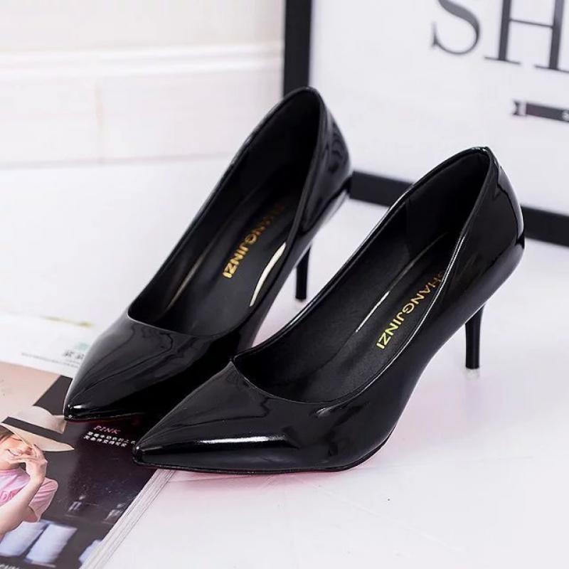 Fashion Large Size Women's Pumps Pointed Toe Patent Leather High Heels Dress Shoes White Wedding Shoes Thin Heels Basic Pump Red Heels
