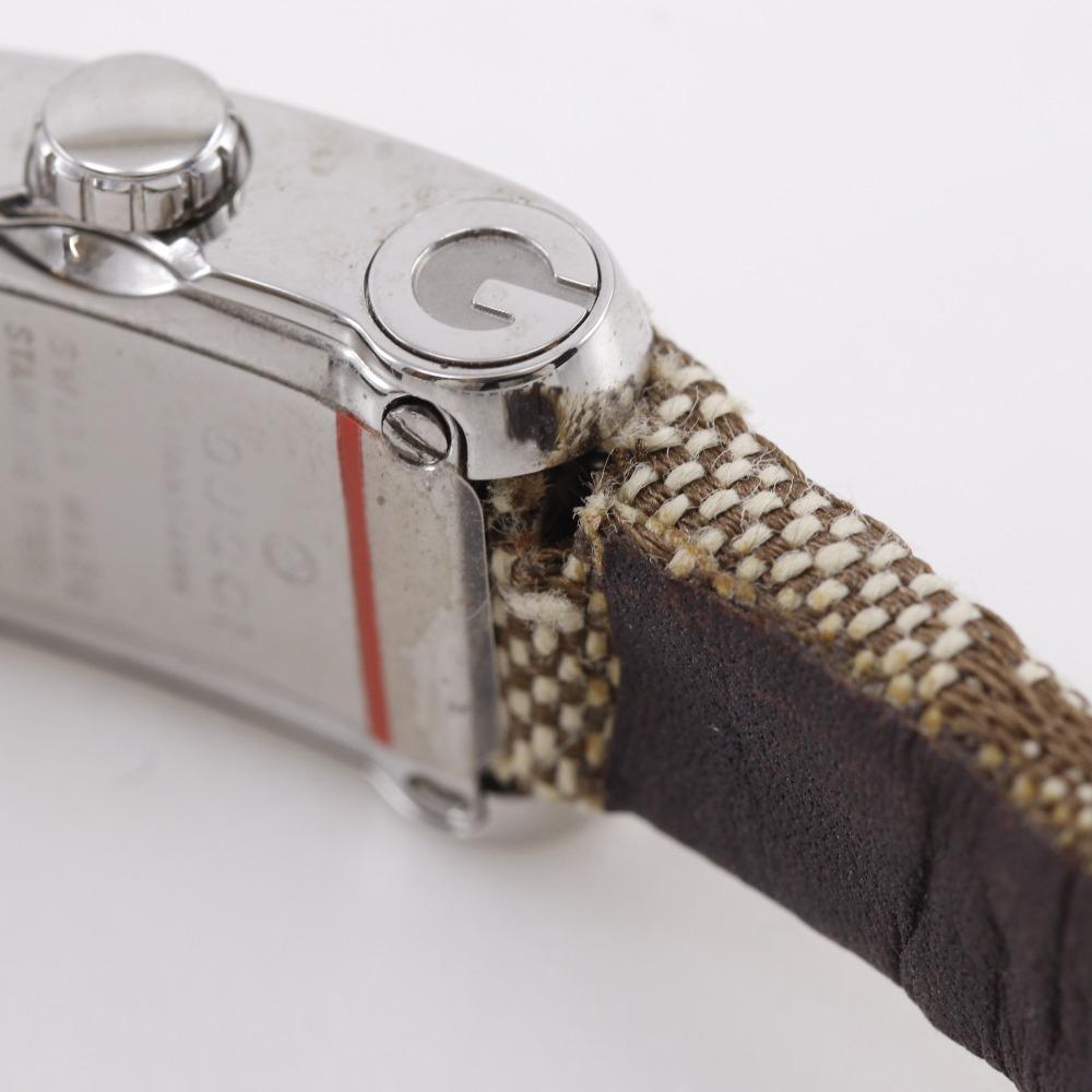 Gucci Watches 8600L WhiteDial Stainless Steel/GG Canvas Quartz Analog Display Women Used