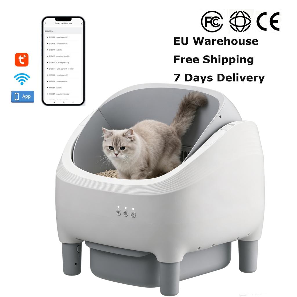 European Warehouse Stock Free Delivery Direct Order Smart Cat Litter Box Eco-Friendly Open Design Self Cleaning