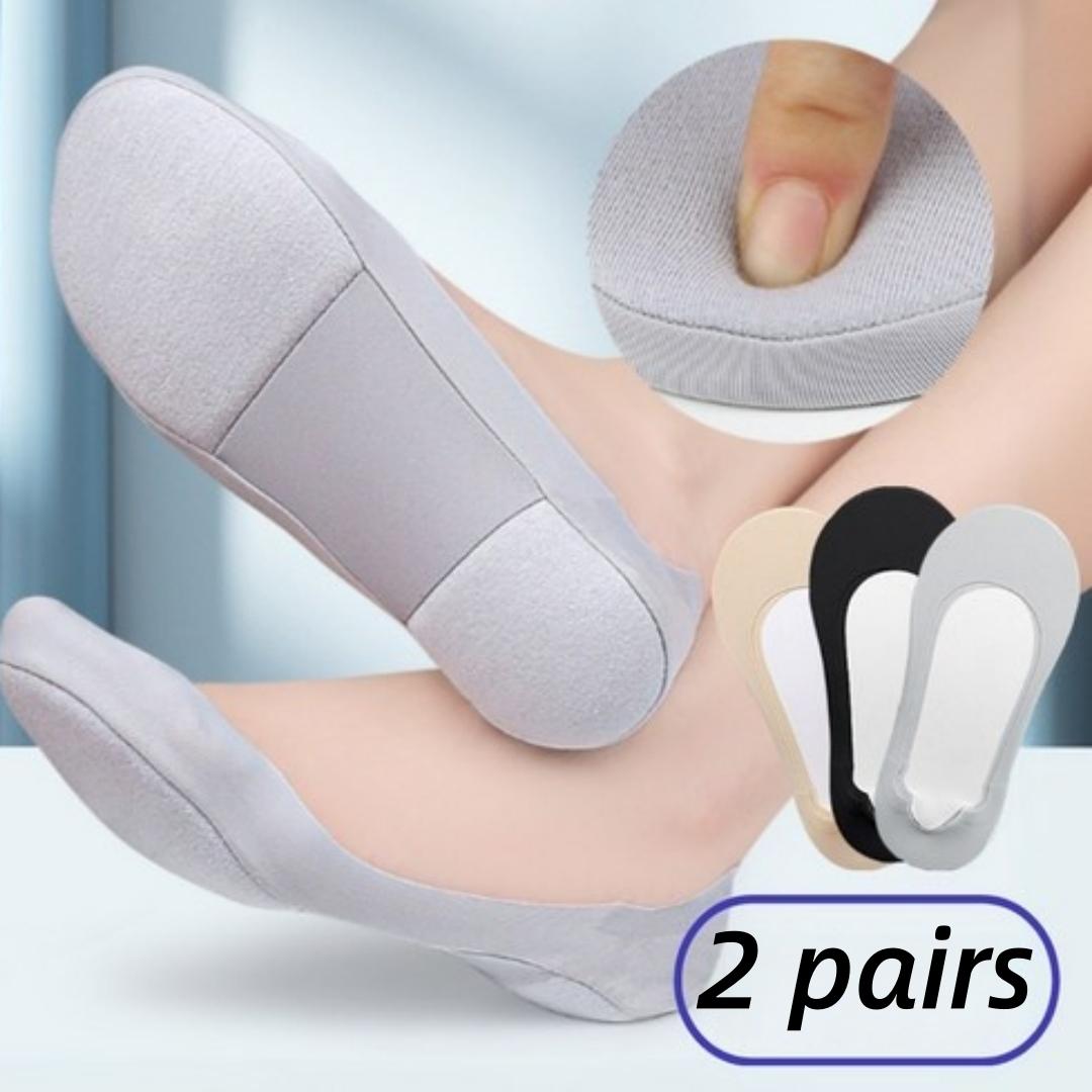 

2 Pairs Socks Women s Sponge Pad Shock Absorbent Summer Thin Ice Silk Breathable Shallow Mouth Invisible Anti Slip Silicone Does Not Drop Heel Socks 2 pairs сірий