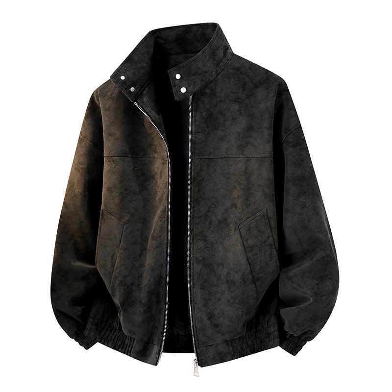 Men's Trendy PU Leather Stand Collar Jacket - Casual, Waterproof & Windproof Hong Kong Style Coat