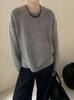 Women's Trendy 100% Pure Wool Loose Knit Sweater - Round Neck, Casual Base Layer