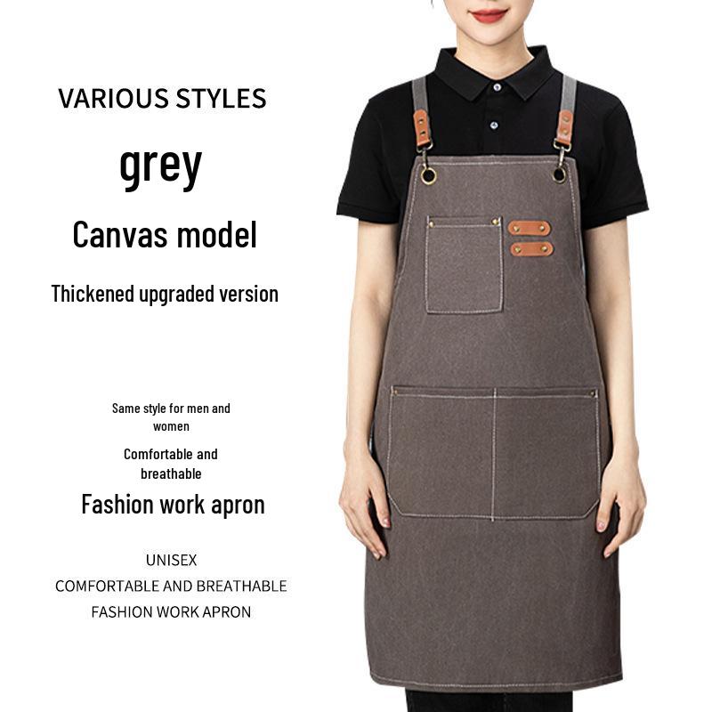 Thickened Canvas Waist Apron with Printed Logo for Coffee and Nail Salon Workwear