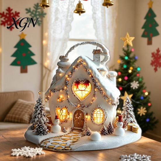 Christmas Theme Tabletop Ornaments Winter Ornaments, Double-sided Acrylic Snowman/Santa Claus/Reindeer/Cottage Table Seasonal Home Decorations