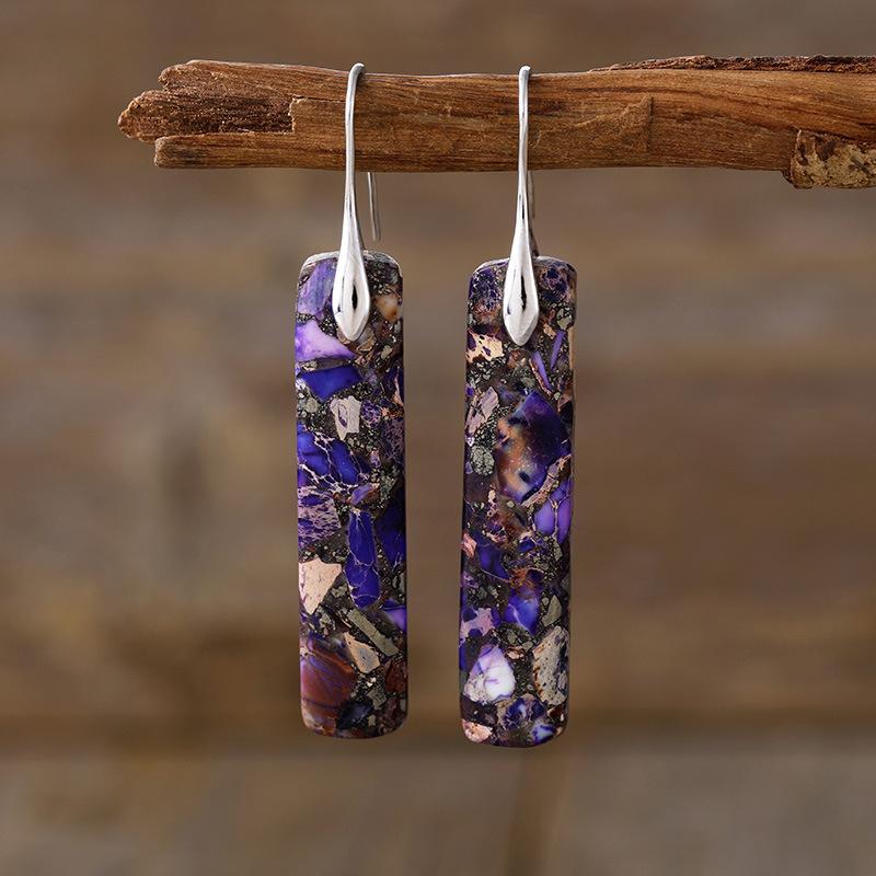 Luxury New High Quality Bohemian Natural Stone Geometric Earrings Earrings Light Luxury Xiyin, Popular Jewelry