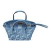 Fendi Roll Denim Effekt FF Jacquard Baumwolle Tragetasche Einkaufstasche Schulter Crossbody Handtasche Mini Damen Tote Blau 8BS096AUPXF1SKL