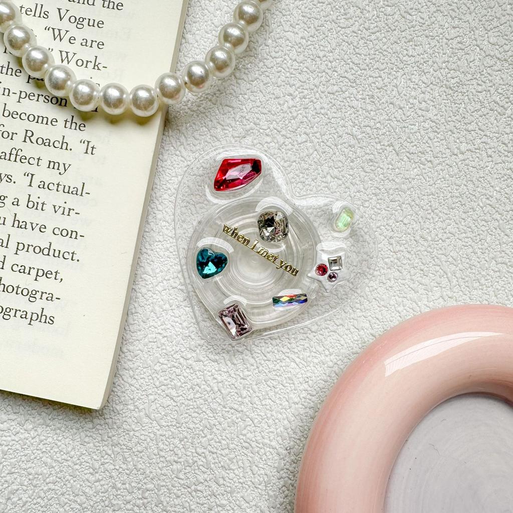 Mobile Phone Airbag Bracket Love Handmade Epoxy Love Rhinestone Gem Style Luxury Back Sticker Retractable Women'S Model