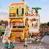 Small Town Series Italian Family Restaurant Building Block House City Street View Assembly Model Toys Full Print Decoration Gift