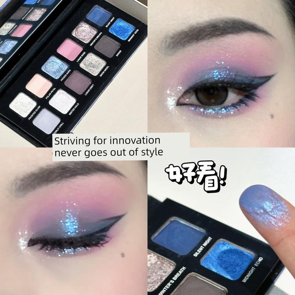Fresh Korean Makeup Blue Purple Cut-off Makeup 18 Color Eyeshadow Plate Matte Pearlescent Purple Makeup Plate for Students Beginners