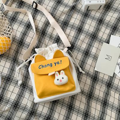 Canvas Bag for Women Cute Student Bag Single Shoulder Crossbody Bucket Bag for Women