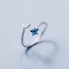 925 Sterling Silver Rings for Women Couple Minimalist Handmade BLue Star Ring Fine CZ Jewelry Birthday Gift Prevent Allergy