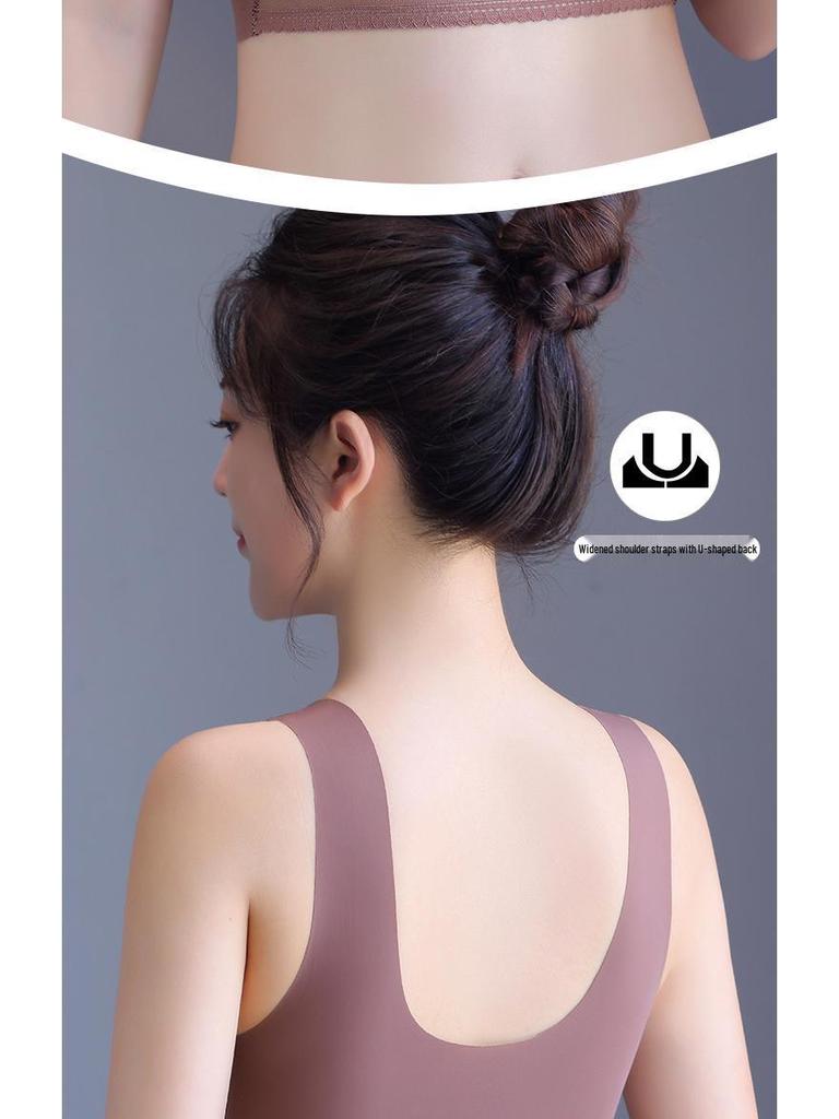 884 Lace Seamless Push-Up Bra for Women - Wirefree, Anti-Sag, Plus Size, Breathable, Thin Vest Design